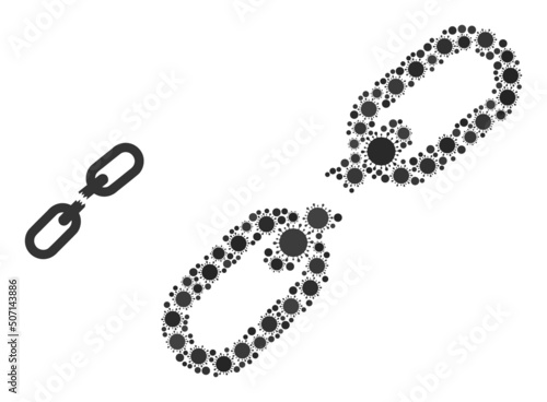 Chain crash mosaic icon. Vector mosaic constructed of scattered viral items. Viral mosaic chain crash icon. Chain crash mosaic for pandemic templates.