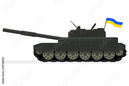 ukrainian green tank with flag army war conflict