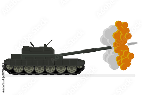 tank fires from the muzzle with a projectile war conflict