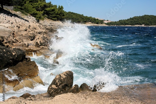 wild sea in Veli Losinj, island Losinj, Croatia
