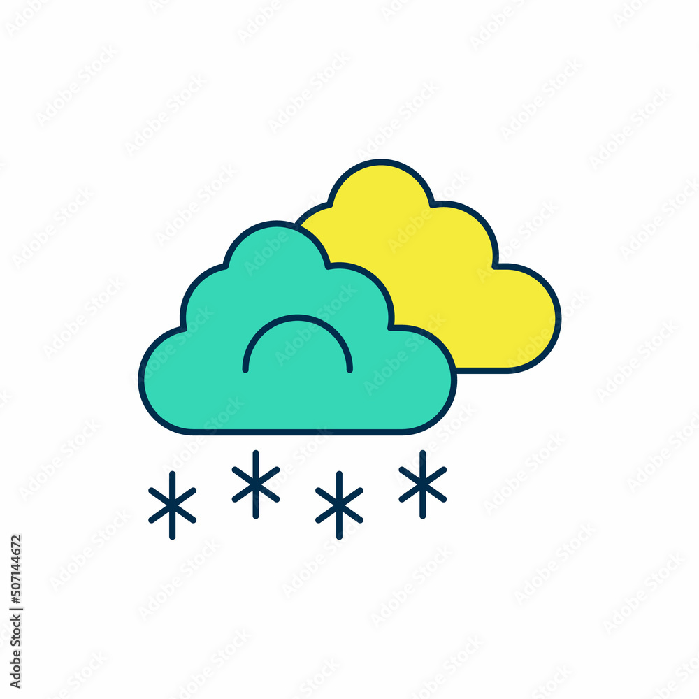 Filled outline Cloud with snow icon isolated on white background. Cloud with snowflakes. Single weather icon. Snowing sign. Vector Filled outline Cloud with snow icon isolated on white background. Cloud with snowflakes. Single weather icon. Snowing sign. Vector