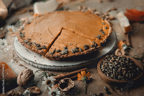 autumn pie with pumpkin seeds 3