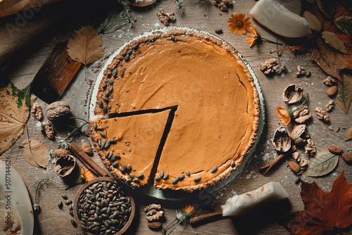 autumn pie with pumpkin seeds