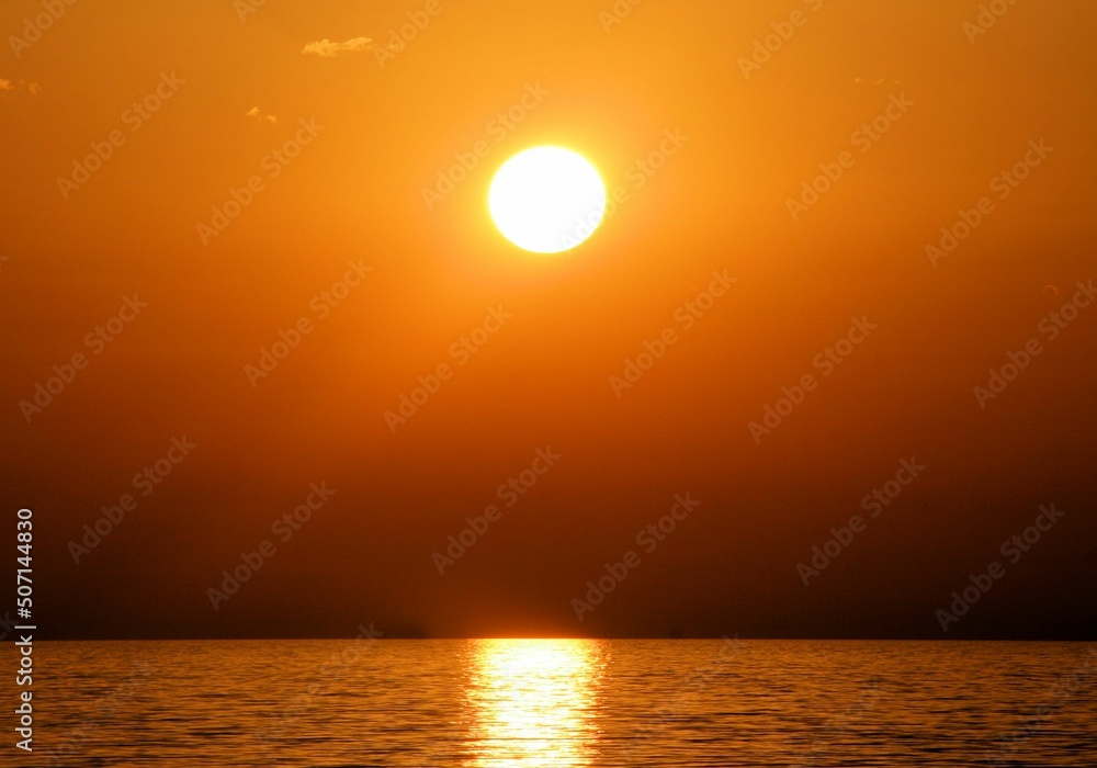 orange sundown in Veli Losinj, island Losinj, Croatia
