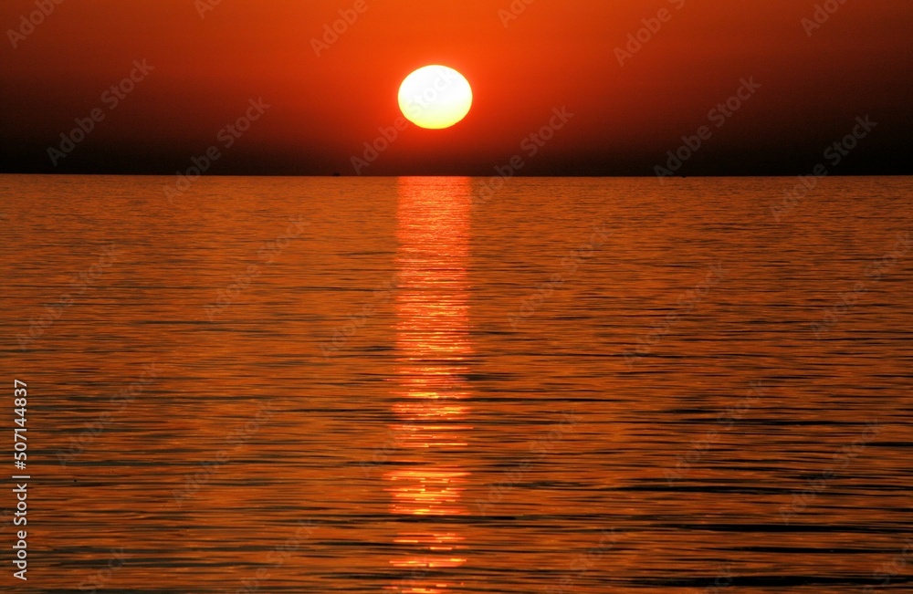 orange sundown in Veli Losinj, island Losinj, Croatia