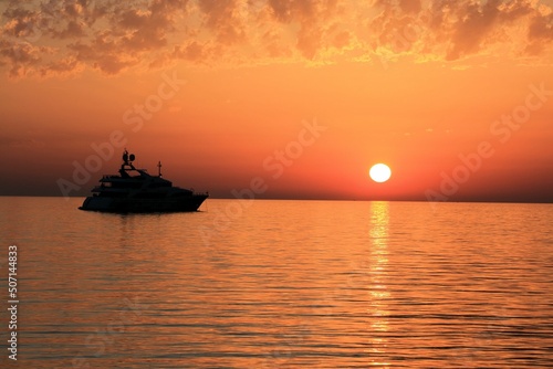 orange sundown in Veli Losinj  island Losinj  Croatia