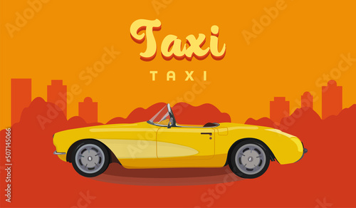 Fototapeta Naklejka Na Ścianę i Meble -  Car taxi illustration in flat style