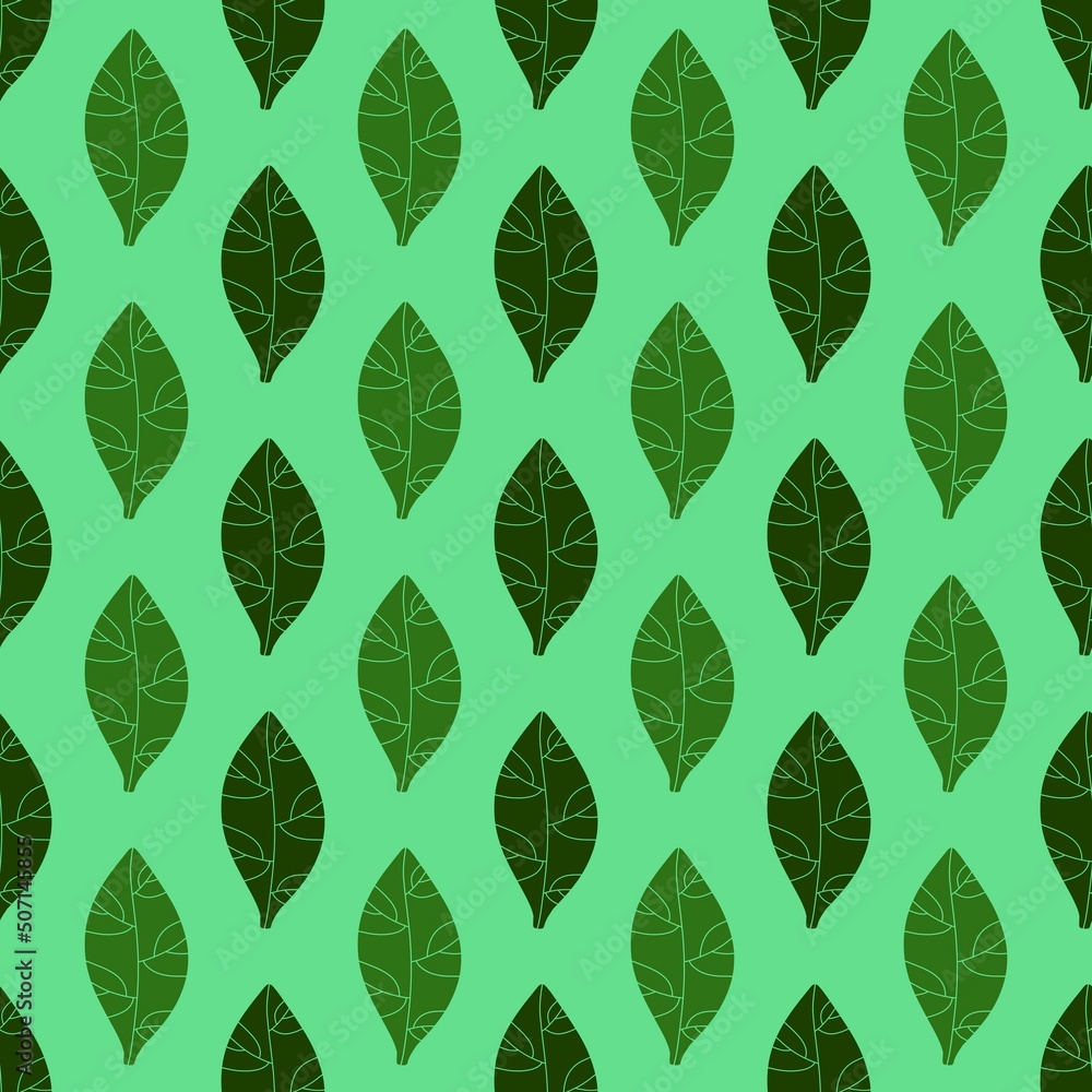 Fototapeta premium Floral seamless leaves branches pattern for fabrics and packaging and gifts and linens and kids and wrapping paper