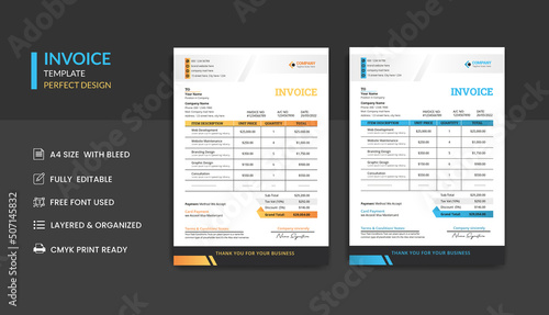 Modern business invoice bill template