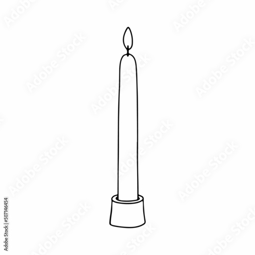 Long candle line illustration. Outline image. Vector