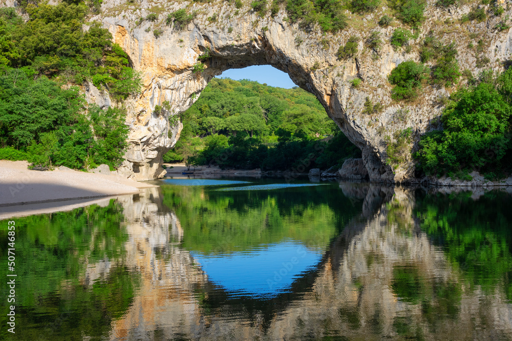 View of famous arch at Vallon-Pont-d'Arc