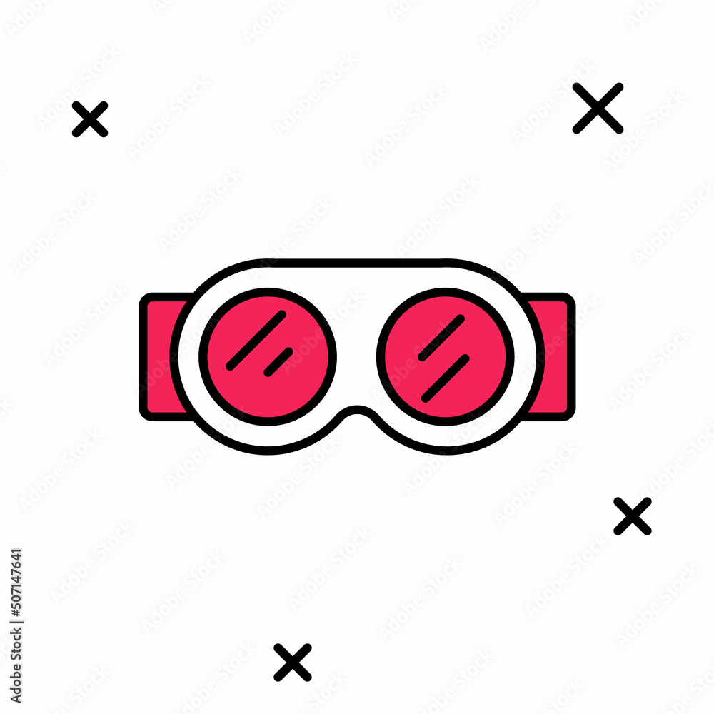 Filled outline Welding glasses icon isolated on white background. Protective clothing and tool worker. Vector Filled outline Welding glasses icon isolated on white background. Protective clothing and tool worker. Vector