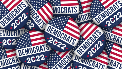 Democrats 2022 Election campaign buttons with the USA flag - vector Illustration