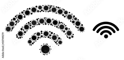 Web signal source mosaic icon. Vector mosaic organized from random Covid-2019 parts. Covid-2019 collage web signal source icon. Web signal source mosaic for epidemic images.