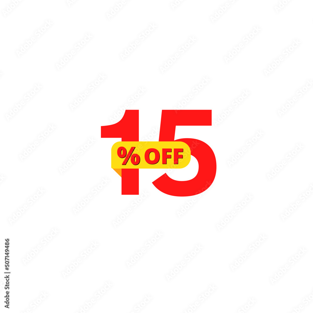 15% percent off red and yellow 3D design in VECTOR illustration, discount sale 15% percent off red and yellow 3D design in VECTOR illustration, discount sale
