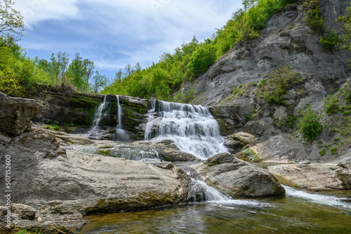 Hristovski Waterfall in Stara Planina mountain in Bulgaria in the area of the Ruhovtsi village on the river Miikovska. 