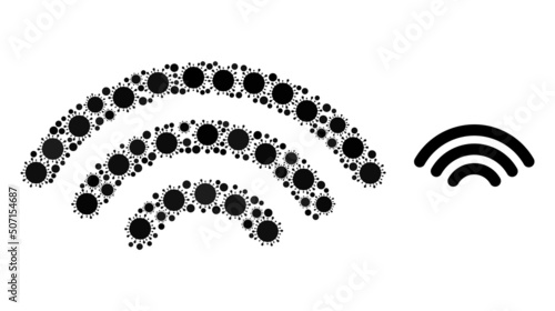 Hotspot signal mosaic icon. Vector mosaic organized from scattered virulent icons. Coronavirus mosaic hotspot signal icon. Hotspot signal mosaic for breakout images.