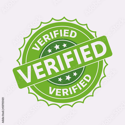 Vector illustration of green verified stamp icon