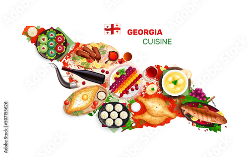 Georgian Cuisine Map Composition