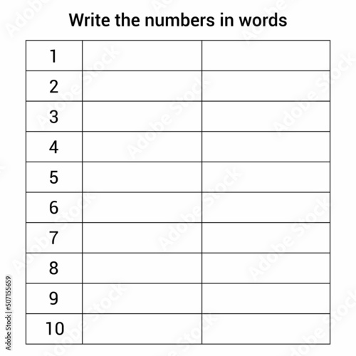 write the numbers in words