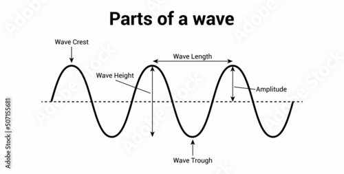 label the parts of a wave vector illustration isolated on white background