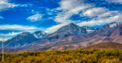 Eastern sierras mountains with clouds 