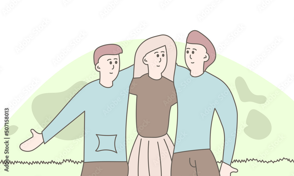 Best friend group and happy friendship person. Love forever and together character fun vector illustration concept. Togetherness support and drawn doodle hug. Teamwork inspiration and relationship Best friend group and happy friendship person. Love forever and together character fun vector illustration concept. Togetherness support and drawn doodle hug. Teamwork inspiration and relationship