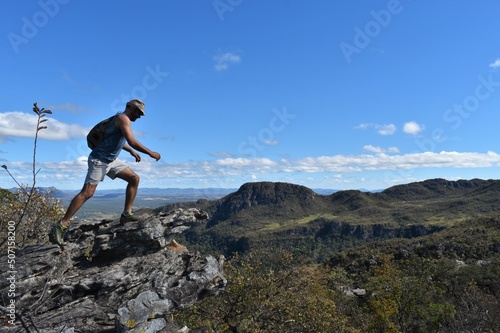 man running in the mountains