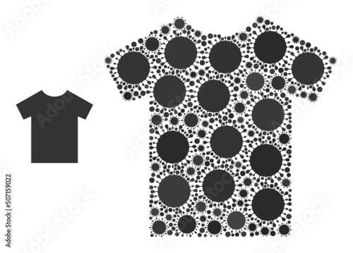 T-shirt mosaic icon. Vector collage is composed of random infection parts. Infection collage t-shirt icon. T-shirt mosaic for pandemic images.