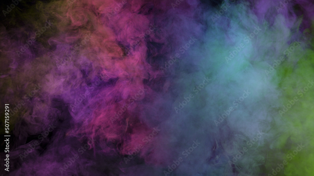 Abstract Atmospheric Colored Smoke, Close-up. Isolated on Black Background. Abstract Atmospheric Colored Smoke, Close-up. Isolated on Black Background.