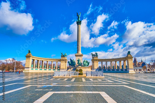 Photography Millennium Monument of Budapest is the most attractive sculpture group of the ci