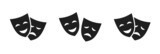 Theatrical masks vector icon set. Theater mask signs. Vector illustration