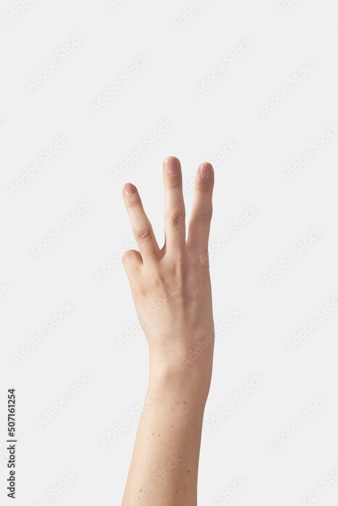 Outer hand counting on fingers, six. Outer hand counting on fingers, six.