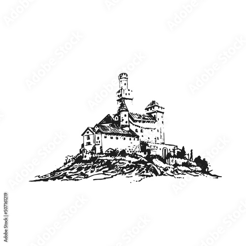 Medieval Sastle Sketch Drawing Vector 
