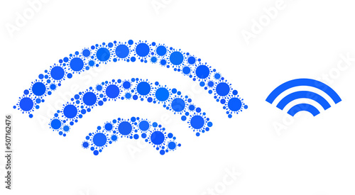 Online signal mosaic icon. Vector mosaic organized from randomized bacterium parts. Virus mosaic online signal icon. Online signal mosaic for breakout images.