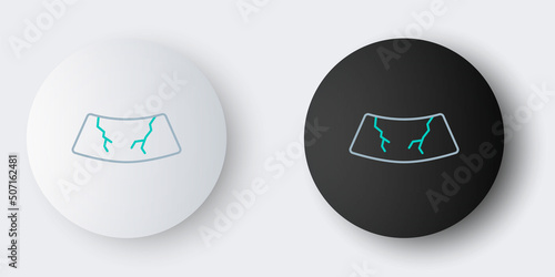 Line Broken windshield cracked glass icon isolated on grey background. Colorful outline concept. Vector