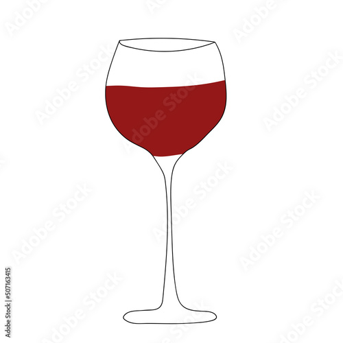 Glass with red wine. Vector doodle illustration for design, red wine.