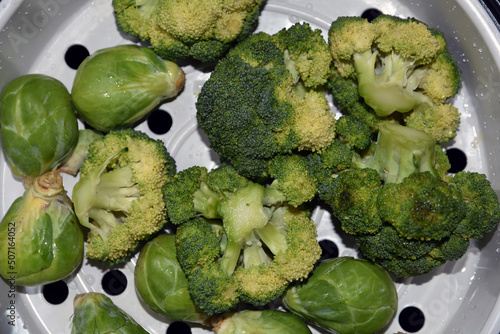 Wallpaper Mural Broccoli and Brussels sprouts ready to be cooked	 Torontodigital.ca