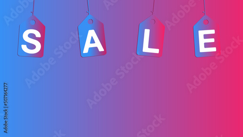 Sale tag on colored hanging labels