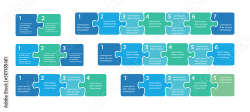 Puzzle sequence. Steps infographics. Presentation chart elements.