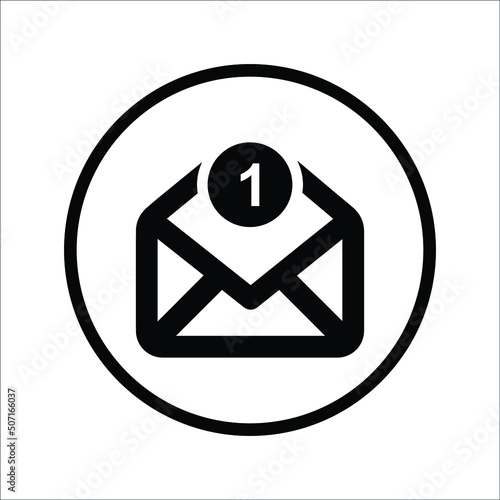 Email, letter, new, notification icon. Black vector design.