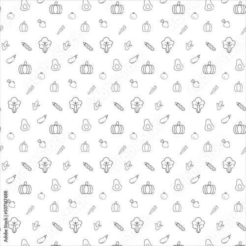 pattern with healthy vegetables in black and white