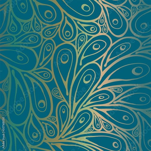 Doodle indian paisley  seamless pattern.