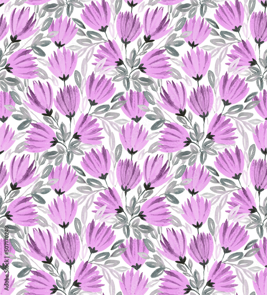 Seamless Hand painted Watercolour clustered Amaranth Brush flower Seamless Hand painted Watercolour clustered Amaranth Brush flower