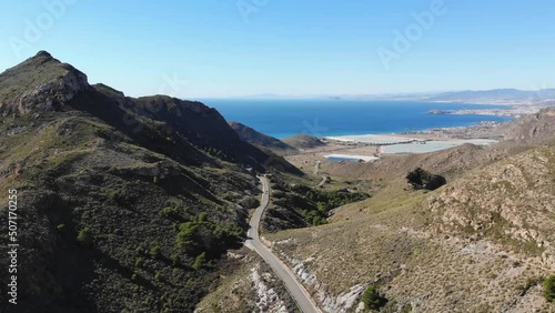 Aerial View Of The Highway Between The Rocky Mountains By The Sea photo