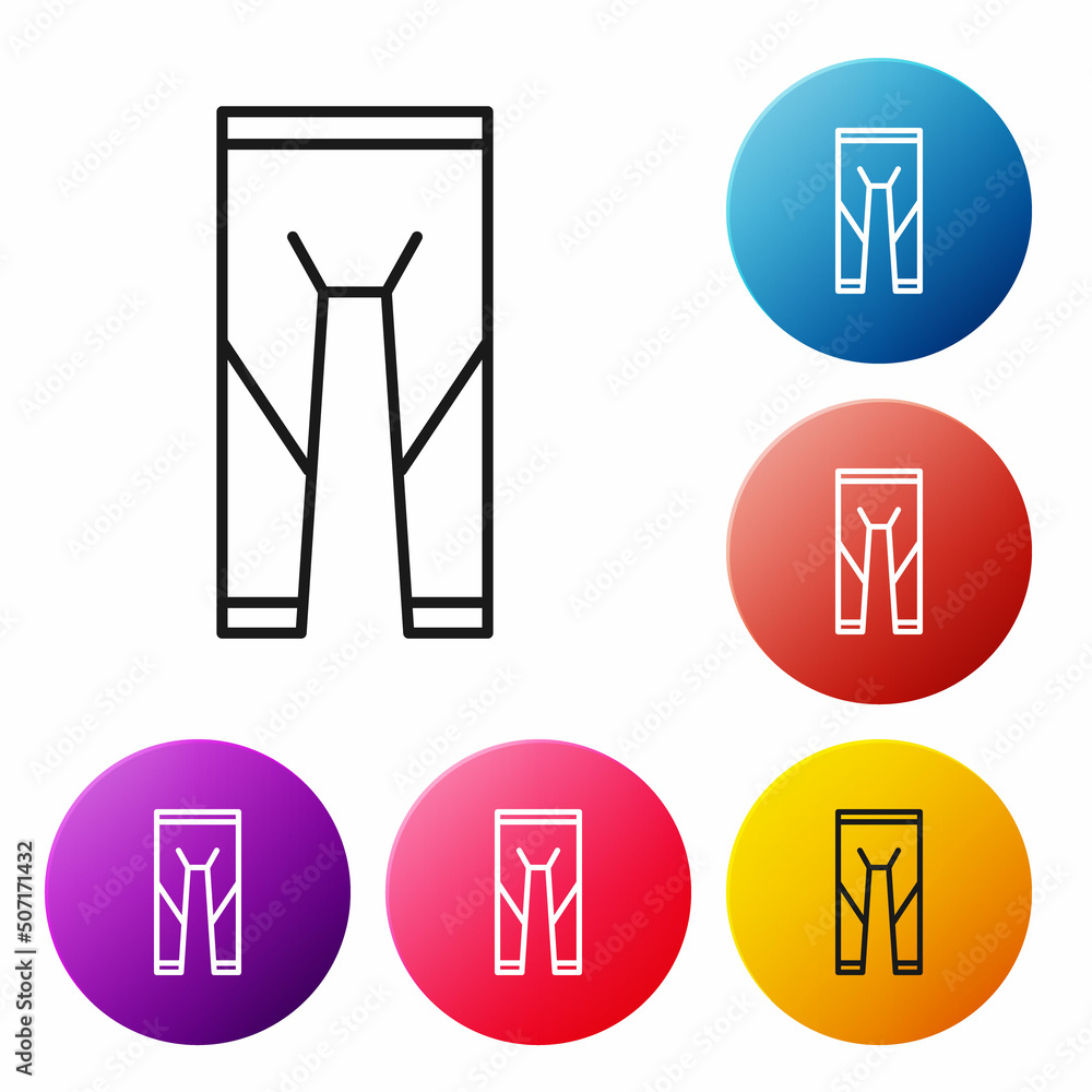 Black line Wetsuit for scuba diving icon isolated on white background. Diving underwater equipment. Set icons colorful circle buttons. Vector Black line Wetsuit for scuba diving icon isolated on white background. Diving underwater equipment. Set icons colorful circle buttons. Vector