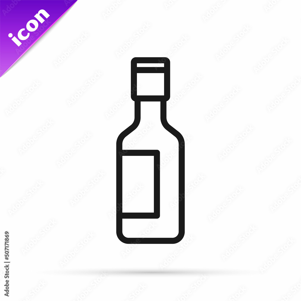 Black line Jewish wine bottle icon isolated on white background. Vector Black line Jewish wine bottle icon isolated on white background. Vector