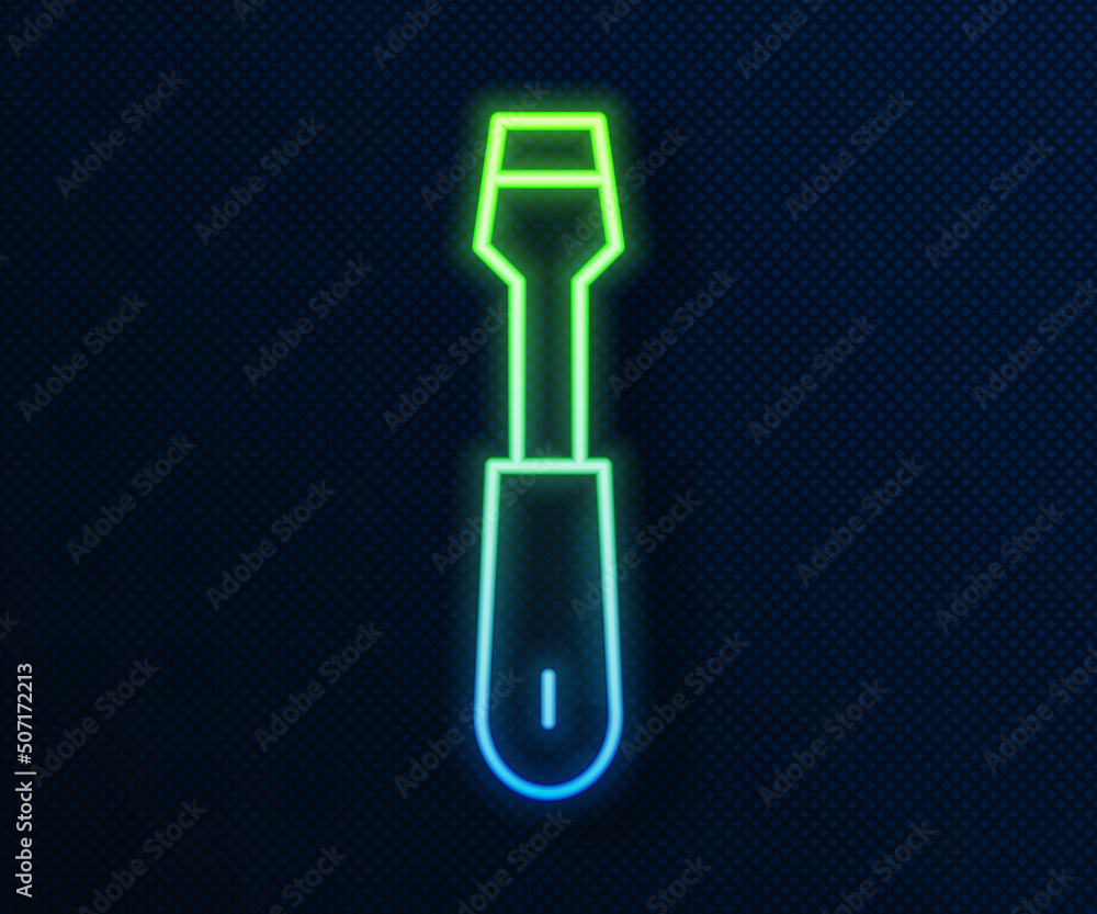 Glowing neon line Screwdriver icon isolated on blue background. Service tool symbol. Vector Glowing neon line Screwdriver icon isolated on blue background. Service tool symbol. Vector