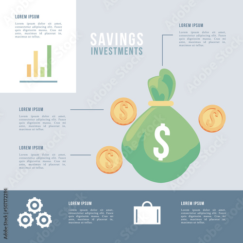 money infographic with bag