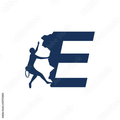 Rock climber logo with alphabet